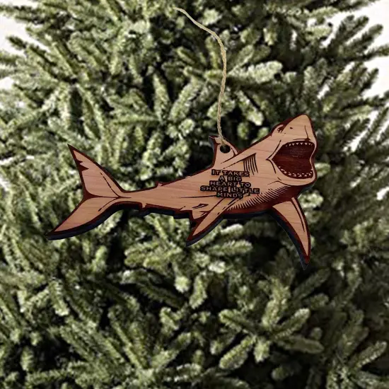SHARK it takes a big heart to shape little minds - Cedar Ornament {2}