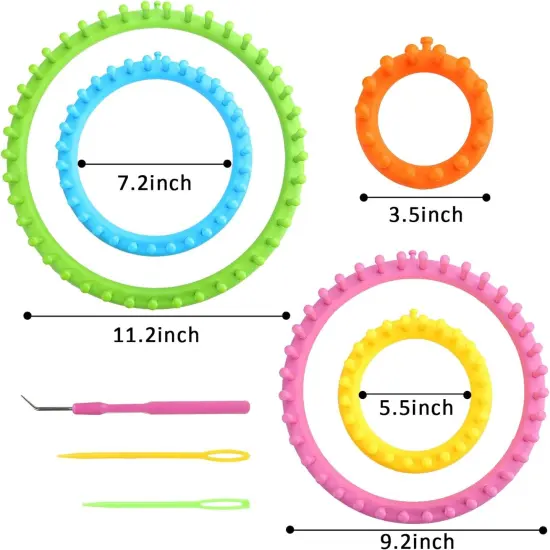 20PCS round Knitting Loom Set, Circular Loom Set Hook Needles with 12 Skeins Acrylic Yarn for Hat Scarf Shawl Sweater Sock Pompom {3}