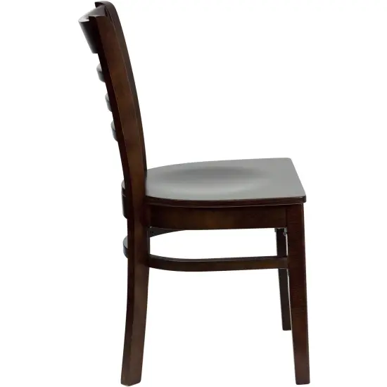 Emma and Oliver 2 Pack Ladder Back Wooden Restaurant Chair WalnutSeat/Walnut {4}