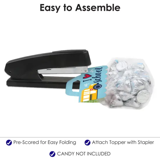 Big Dot of Happiness Back to School - DIY First Day of School Classroom Clear Goodie Favor Bag Labels - Candy Bags with Toppers - Set of 24 {6}