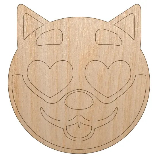 Husky Dog Face Love Heart Eyes Unfinished Wood Shape Piece Cutout for DIY Craft Projects {2}