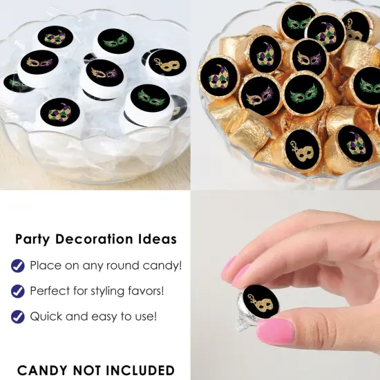 Big Dot of Happiness Mardi Gras - Masquerade Party Small Round Candy Stickers - Party Favor Labels - 324 Count {6}
