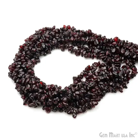 Garnet Chip Beads, 34 Inch, Natural Chip Strands, Drilled Strung Nugget Beads, 7-10mm, Polished, GemMartUSA (CHGT-70004) {5}