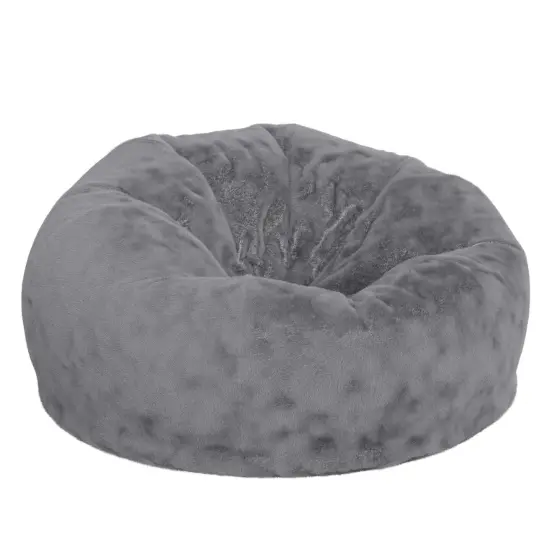 Emma and Oliver Oversized Bean Bag Chair for Kids and Adults Gray Furry {1}