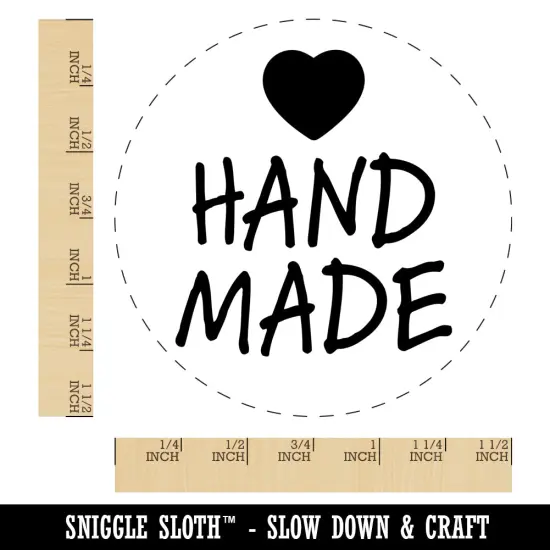 Hand Made Stacked with Heart Self-Inking Rubber Stamp for Stamping Crafting Planners Red {1}