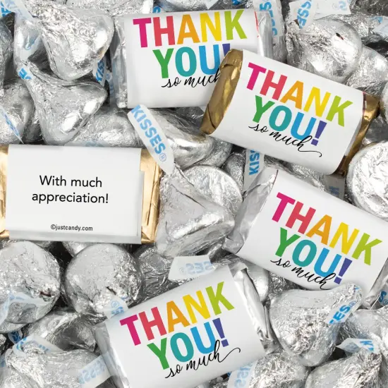 116 Pcs Thank You Candy Favors Hershey's Miniatures & Kisses - Colorful Thanks {1}