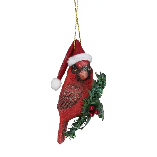 Northlight 3.5" Red Cardinal Bird Wearing Santa Hat Christmas Ornament {3}