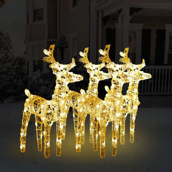 4 pcs Christmas ReindeersBlue 160 LEDs Acrylic Warm white {1}