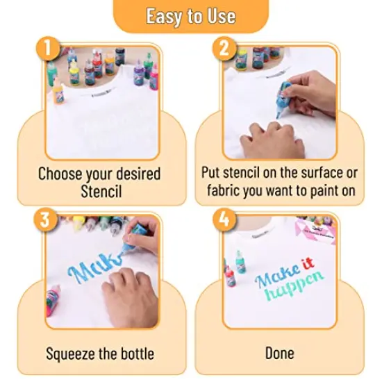 3D Fabric Paint Set - 12 Colors, 0.67 oz Each, 3D Paint for Clothing, T-Shirts, Crafts, and Fabric Decorating {6}