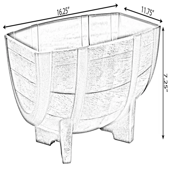 Rustic Wood- Look Plastic Half Barrel Flower Pot Garden Planter, Pack of 2 {6}