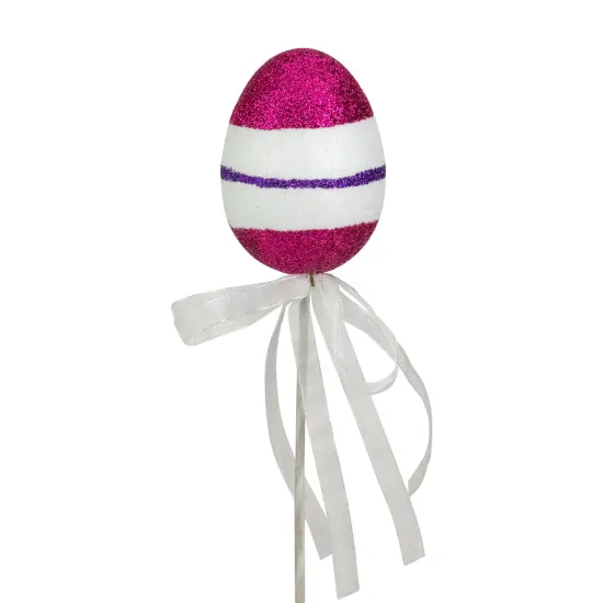 Northlight Set of 6 Colorful Speckled and Glittered Easter Egg Picks, 14.5" Pink {7}