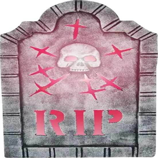 White Skull RIP Foam Tombstone Decoration {1}