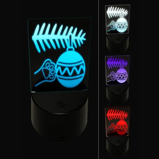 Cat Paw Hitting Ornament Christmas 3D Illusion LED Night Light Sign Nightstand Desk Lamp {1}