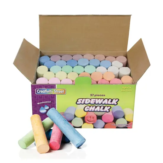 Sidewalk Chalk, Assorted Colors, 4", 37 Pieces Per Pack, 3 Packs {3}