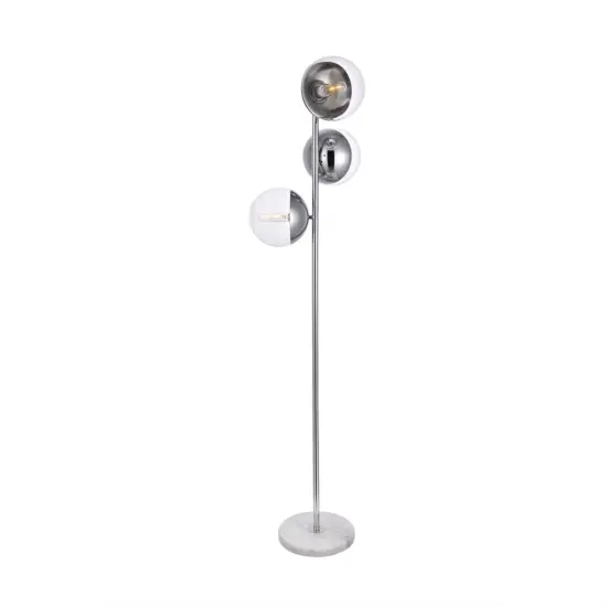 Eclipse 3 Lights Chrome Floor Lamp With Clear Glass {3}