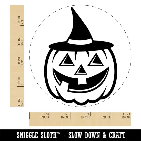 Pumpkin with Witch Jack-O'-Lantern Hat Halloween Self-Inking Rubber Stamp Ink Stamper for Stamping Crafting Planners Black {1}