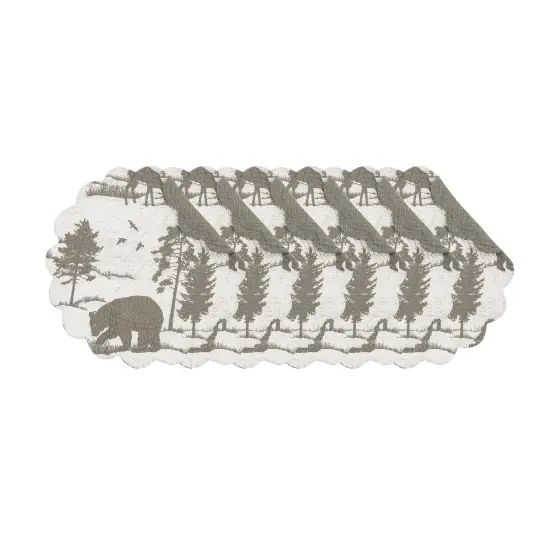 Henderson Hideaway Round Woven Reversible Rustic Winter Wilderness Placemats Set of 6, 17" {3}