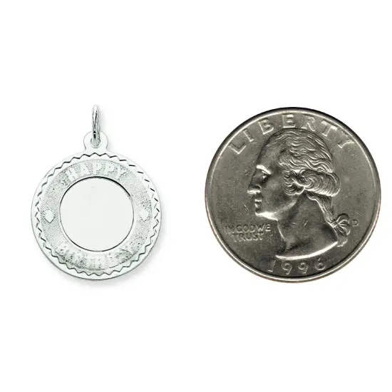 Sterling Silver Happy Birthday Disc Charm Engraveable Jewerly 25mm x 20mm {2}
