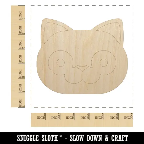 Round Cat Face Shocked Unfinished Wood Shape Piece Cutout for DIY Craft Projects {1}