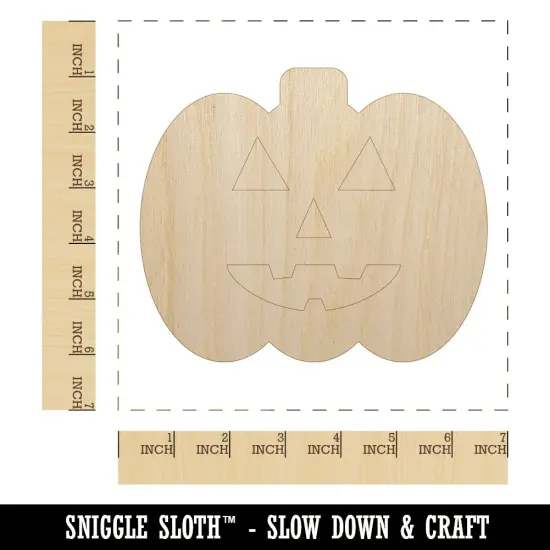 Jack O'Lantern Happy Halloween Pumpkin Unfinished Wood Shape Piece Cutout for DIY Craft Projects {1}
