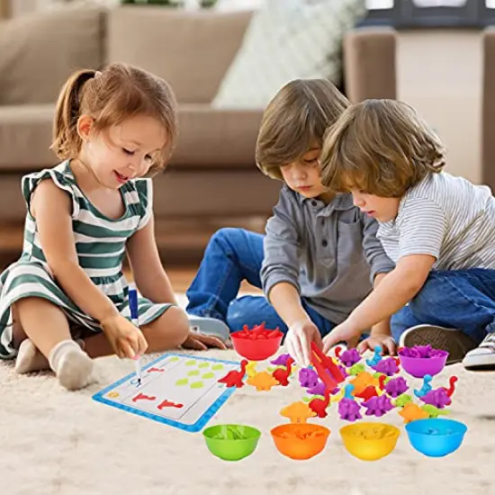 Toys Matching Games for Kids with Sorting Bowls Toddler Learning Activities Manipulatives Preschool Must Have Counters Montessori Fine Motor Skills Toys Age 2 3 4 5 Years (102 PCS) {5}