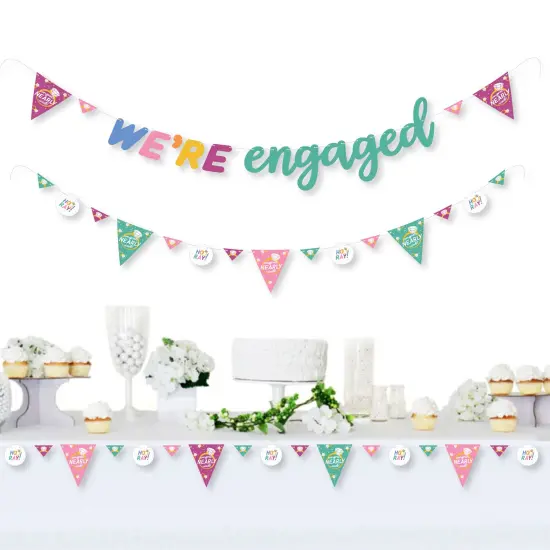 Big Dot of Happiness Just Engaged - Colorful - Engagement Party Letter Banner Decoration - 36 Banner Cutouts and We're Engaged Banner Letters {3}