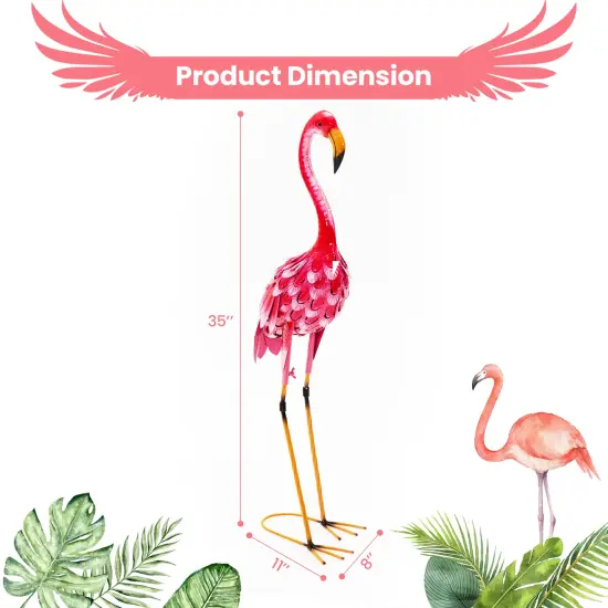 Costway 2-Piece Metal Crane/Flamingo Garden Statue Sculpture Set Outdoor Yard Lawn Decoration {6}