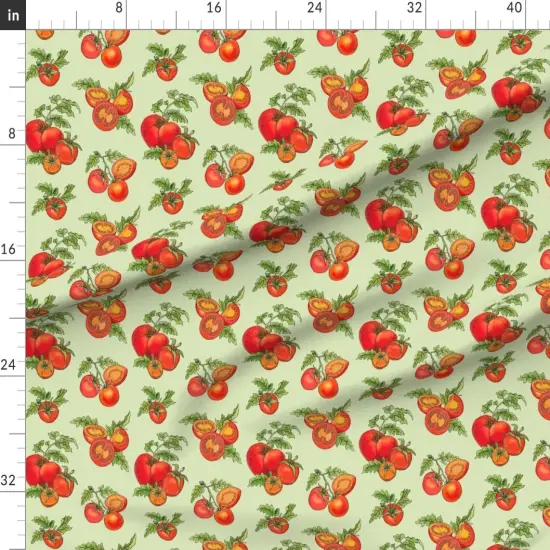 Various Fabrics by the Yard or Fat Quarter Farmers Market Tomato Red Green Summer Garden Kitchen Custom Printed Fabric by Spoonflower {1}