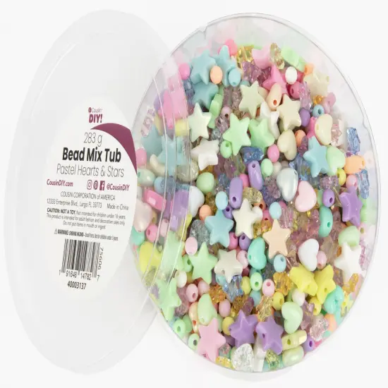CousinDIY Bead Tub-Pastel Hearts & Star {4}