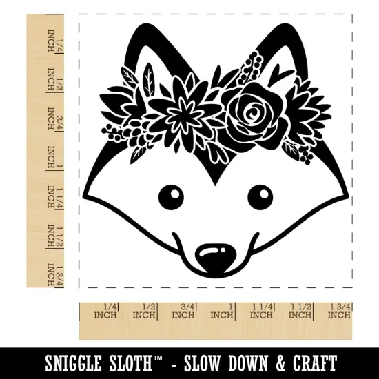 Husky Dog Wearing a Flower Crown Square Rubber Stamp for Stamping Crafting {1}