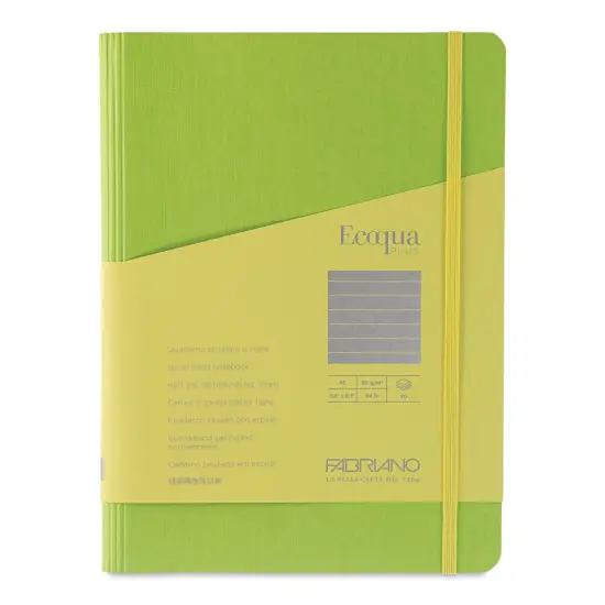 Fabriano Ecoqua Plus Hidden Spiral-Bound Notebook - Lime, 8-1/4" x 5-4/5", Ruled {1}