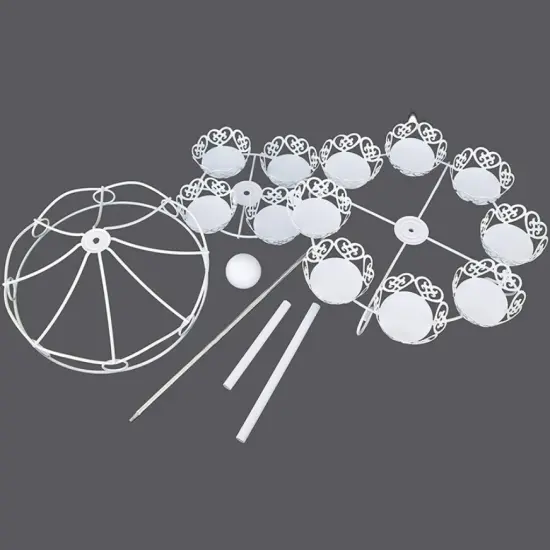 Carousel Cupcake Stand White 2-Tier Metal Carousel Cupcake Holder Display for Cupcakes Holiday Birthday Wedding Party Decor {4}