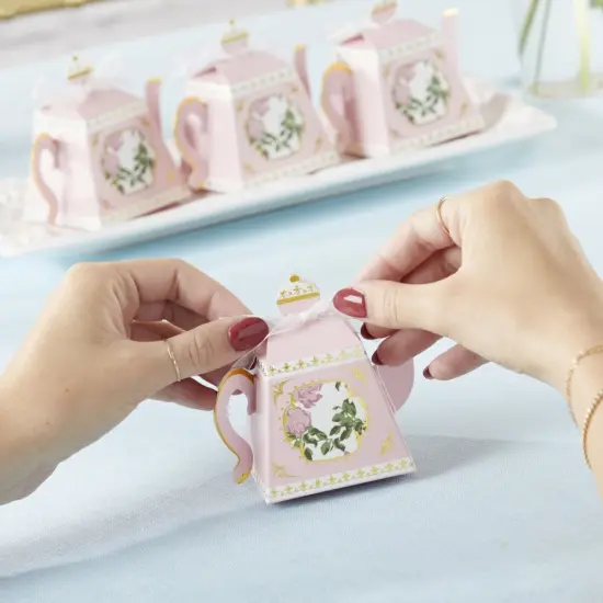 Tea Time Whimsy Teapot Favor Box - Pink (Set of 24) {2}
