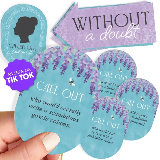 Big Dot of Happiness Called Out Spill the Tea Card Game, Television Show Game, Girls Game Night, Fun Party Card Games, 32 Cards and 10 Arrows {3}