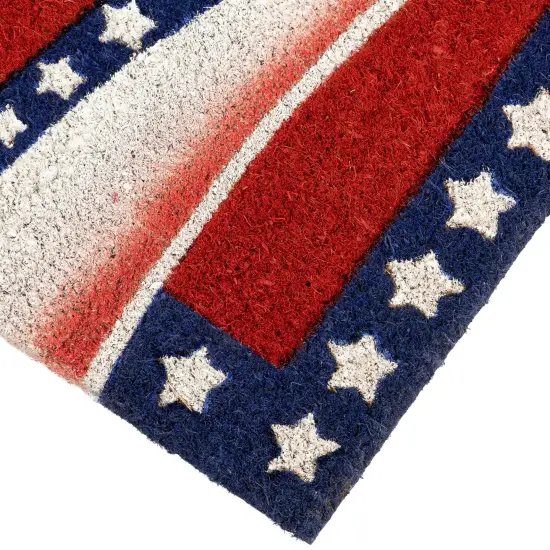 Northlight Stars and Stripes Welcome Outdoor Coir Patriotic Doormat - 18" x 30" Red {6}