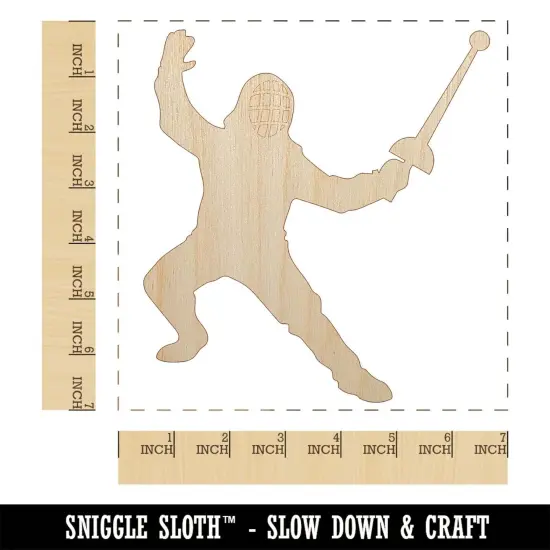 Fencer Holding Fencing Swords Unfinished Wood Shape Piece Cutout for DIY Craft Projects {1}