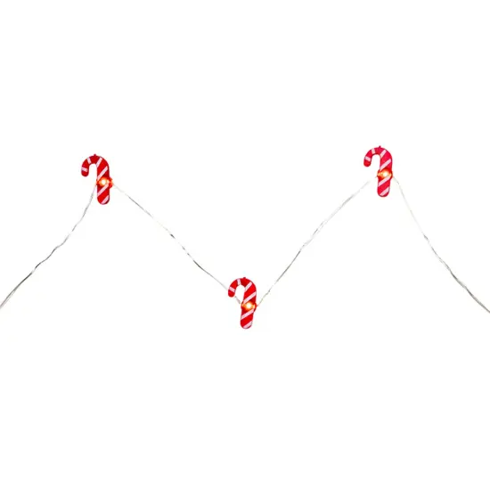 Northlight LED Candy Cane Christmas Fairy Lights - 6.5' Silver Wire - 20ct Red {5}