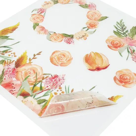 Wrapables Washi Scrapbooking Stickers Box Set Peach Floral {4}