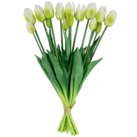 Northlight Real Touch™ White and Green Artificial Tulip Floral Bundles, Set of 6 - 18" {4}