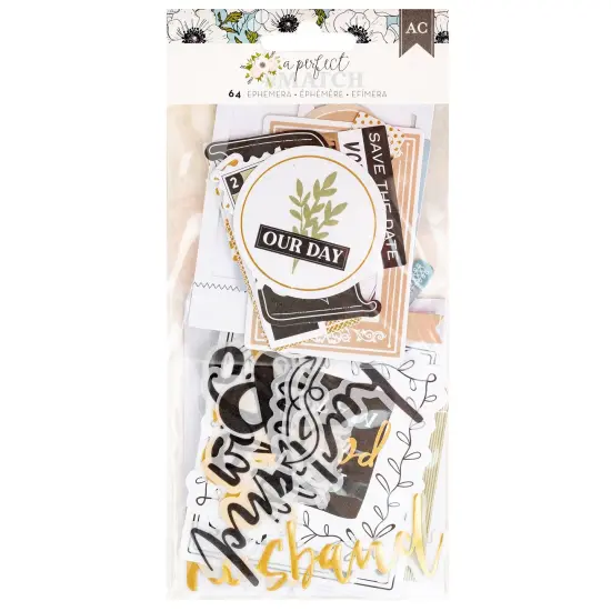 American Crafts A Perfect Match Ephemera Die-Cuts 64/Pkg-Journaling, Vellum Gold Foil {1}