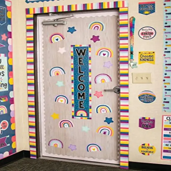 Oh Happy Day Stripes Straight Rolled Border Trim - 50 ft - Decorate Bulletin Boards, Walls, Desks, Windows, Doors, Lockers, Schools, Classrooms, Homeschool & Offices {3}