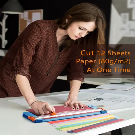 Firbon Blue A4 Paper Cutter, 12 Inch Titanium Straight Paper Trimmer with Side Ruler for Scrapbooking Craft, Paper, Coupon, Label, Cardstock {3}