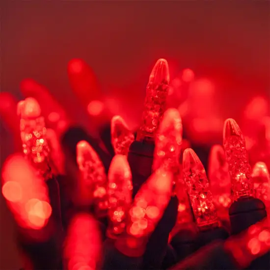 70 Red M5 LED Lights, Green Wire, 4" Spacing {2}