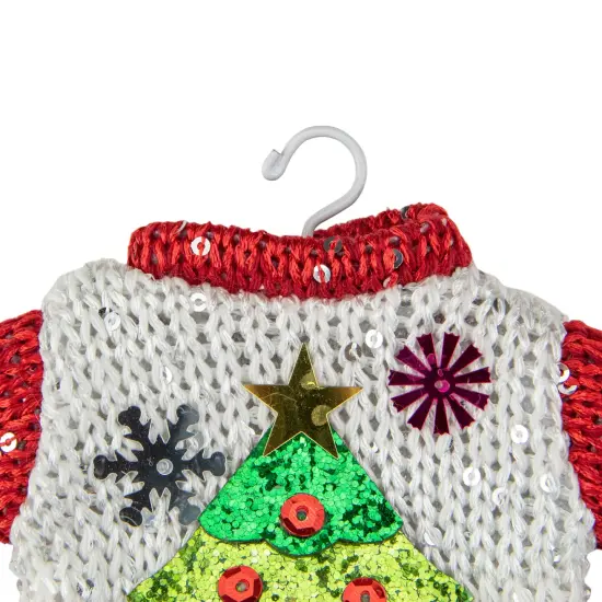 Northlight Knitted Ugly Sweater with Hanger Christmas Tree Ornament - 8" - White Red {6}
