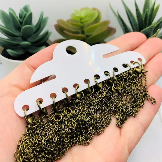 12 or 72 Pieces: 17 7/8" Pre-made Bronze Necklace Chains {3}