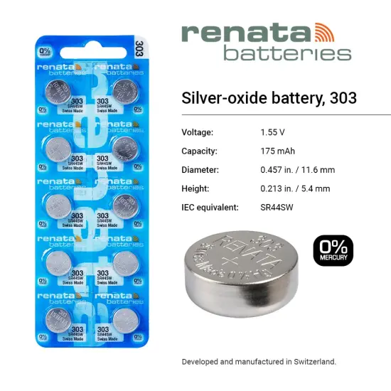 Renata Batteries 303 / SR44SW Watch Battery (5 Pack) {2}