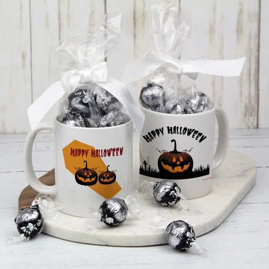 Halloween Candy Gift 11oz Coffee Mug with Dark Chocolate Truffles - Pumpkins {1}
