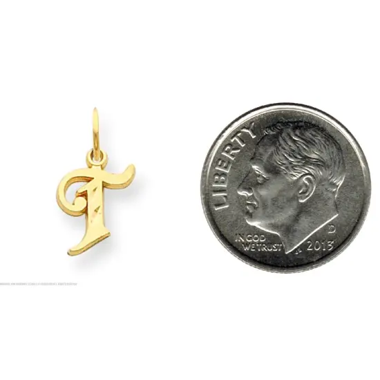 14K Gold Initial T Charm Jewelry FindingKing 17mm x 10mm {2}