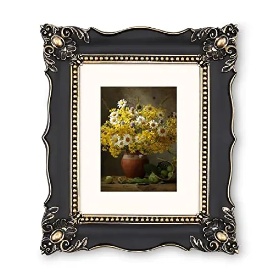 8x10 Picture Frame Baroque Picture Frames 8 by 10 Vintage Frames for Picture Artwork in Black & Gold {1}