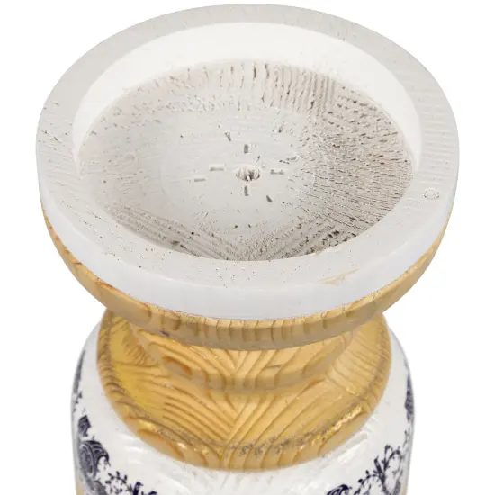 Northlight Paisley Wooden Candle Holder - 8.5" - White and Blue {5}